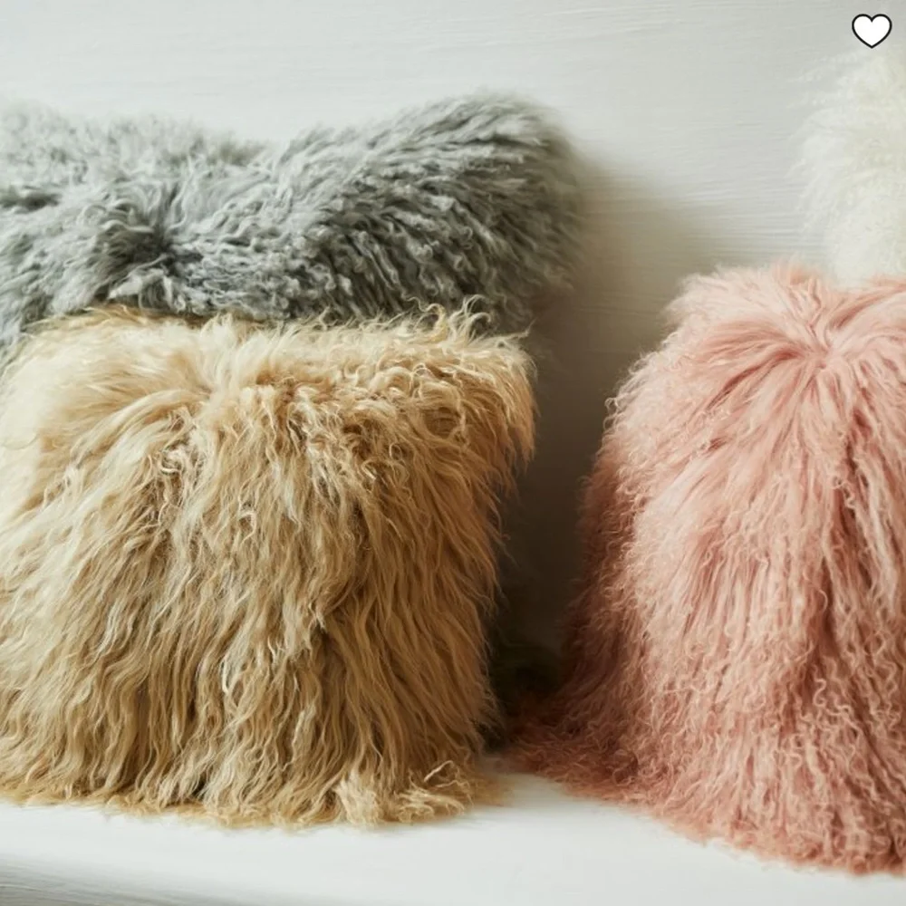 West Elm Fur pink pillow case